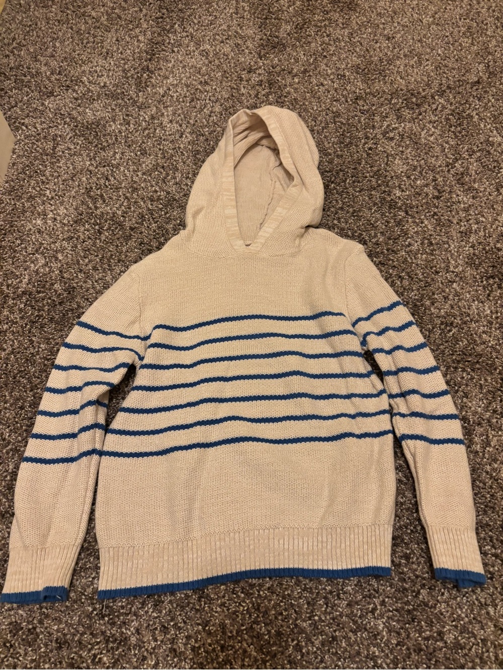Cat & Jack Boys 5T Striped Hooded Sweater in Tan & Blue